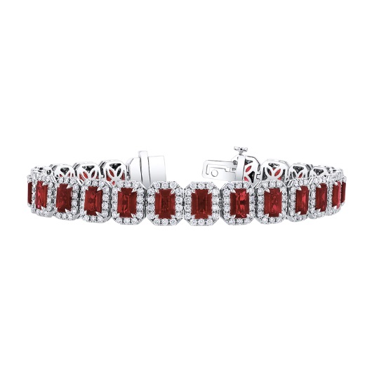 Bachendorf's Ruby Halo Straight Line Bracelet